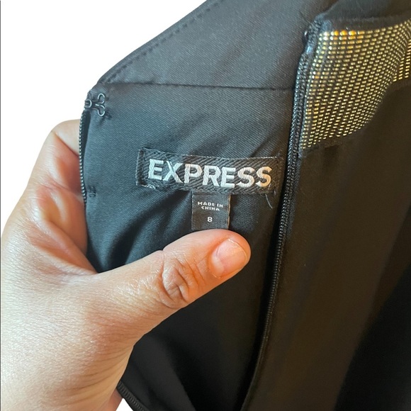 EXPRESS Black Crisscross Back Sheer Maxi Dress Size 8 - Picture 8 of 8